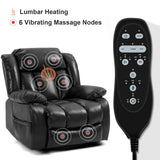 Recliner Chair Sofa Reclining Glider Rocking Sleeper Living Room 360° Swivel for Adults Theater Chairs Leather Rocker Recliners Cup Holders (Black) HOMYHOMEY