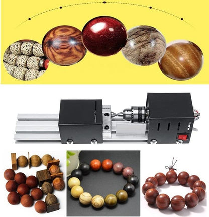 Mini Lathe, Wood Bead Lathe Machine, Mefape Mini Beads Polisher, Table CNC Machine for Woodworking, Wood Lathe for DIY Wood Projects