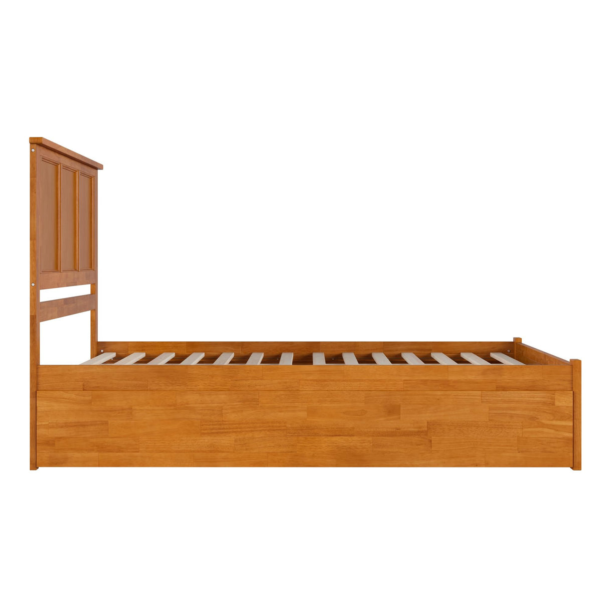 AFI Madison Queen Solid Wood Platform Bed with Footboard & Twin XL Trundle in Light Toffee AFI
