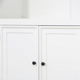 LUMISOL 78.75” Tall Bookcase with Doors, 5 Tier Large Bookshelf with Cabinet, Freestanding Display Cabinet with Glass Shelves for Home, Office, White LUMISOL