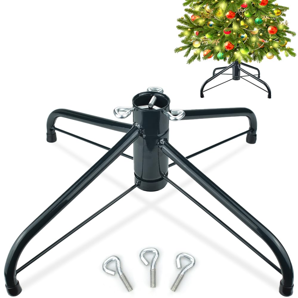 Finphoon Metal Christmas Tree Stand, Foldable Xmas Tree Base for 4-8 Ft Artificial Trees, 15.7 Inch Replacement Christmas Tree Stand Bracket Fits 0.5-1.57 Inch Poles,Dark Green Finphoon