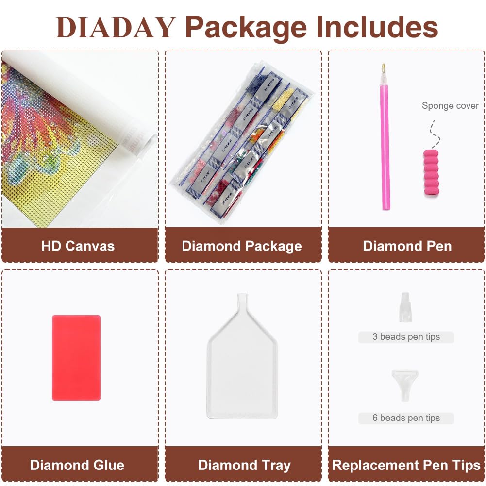 DIADAY 5D Diamond Art Kits, Cosmic Butterfly Diamond Painting Kits for Adults, Full Drill Landscape Diamond Art, DIY Round Gem Craft Arts Home Wall Decor Gift 12 x 12 Inches DIADAY