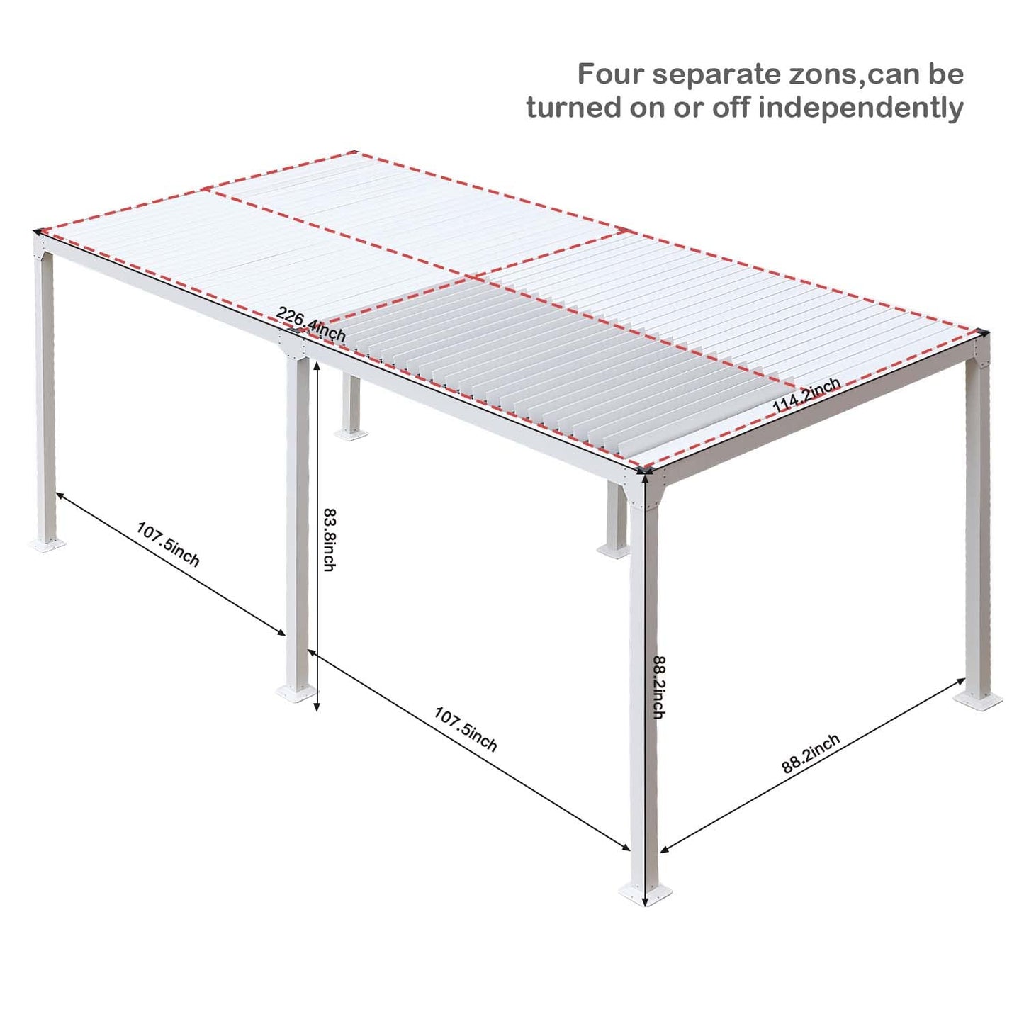 BPS Outdoor Louvered Pergola 20'x10' Aluminum Pergola Waterproof Gazebo Patio Sun Shade Shelter with 4 Adjustable Roof Panels for Patio, Garden, Backyard