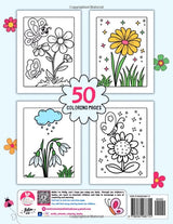 Cute Flowers Coloring Book For Kids: 50 Beautiful Coloring Pages Featuring Spring and Summer Flowers for Kids Aged 4 to 8. WoodArtSupply
