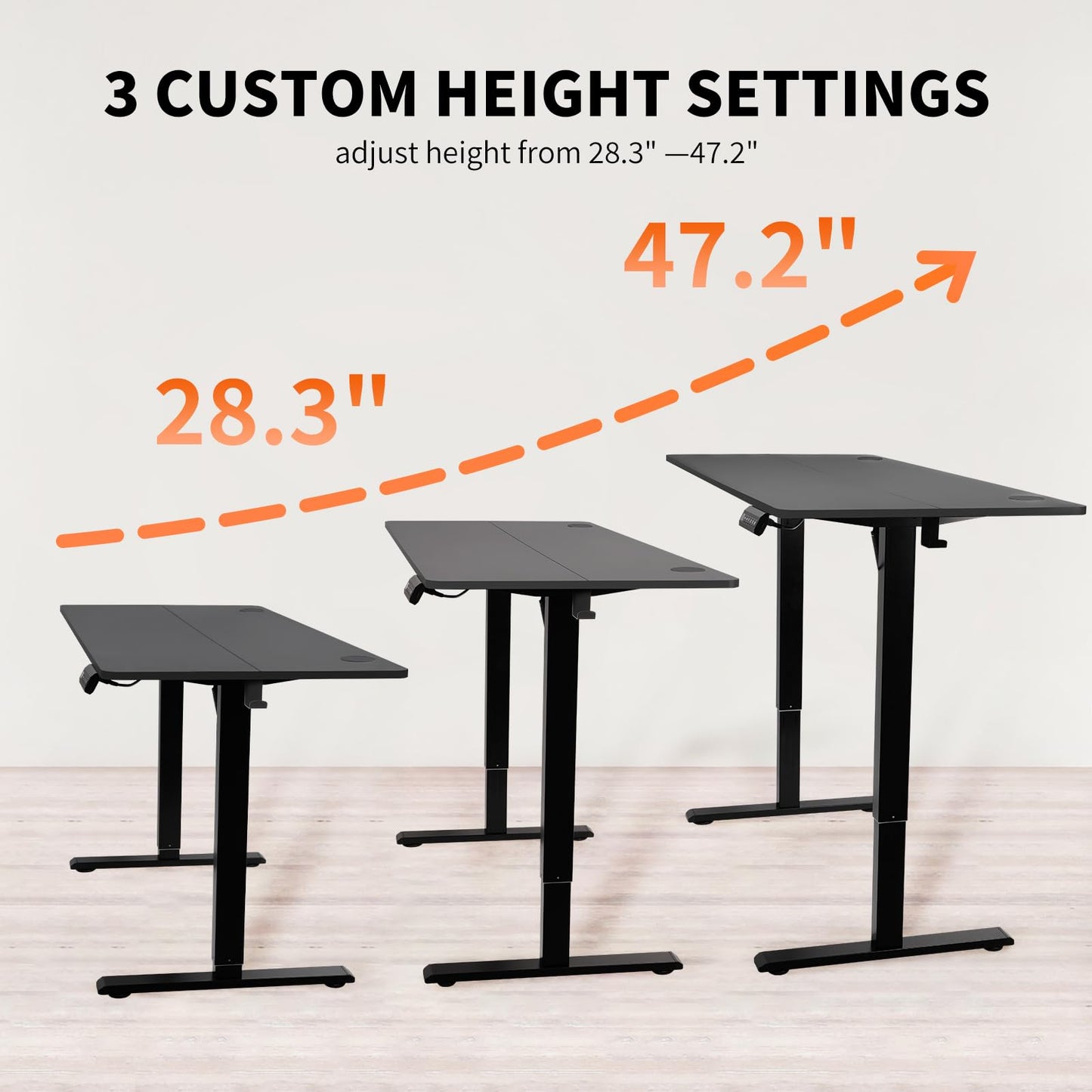 NICECOZY Electric Standing Computer Desk Frame, Height Adjustable Table Legs, Sit Stand Desk Legs for Home and Office (Black Frame Only) - WoodArtSupply