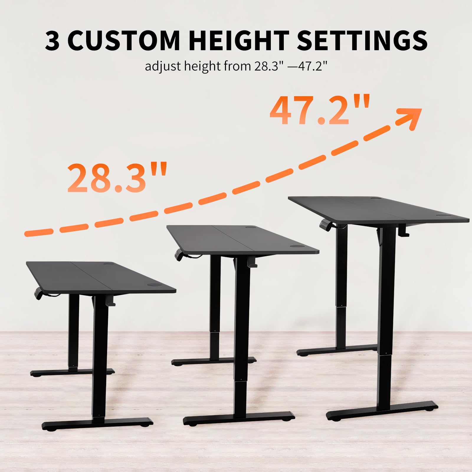 NICECOZY Electric Standing Computer Desk Frame, Height Adjustable Table Legs, Sit Stand Desk Legs for Home and Office (Black Frame Only) - WoodArtSupply