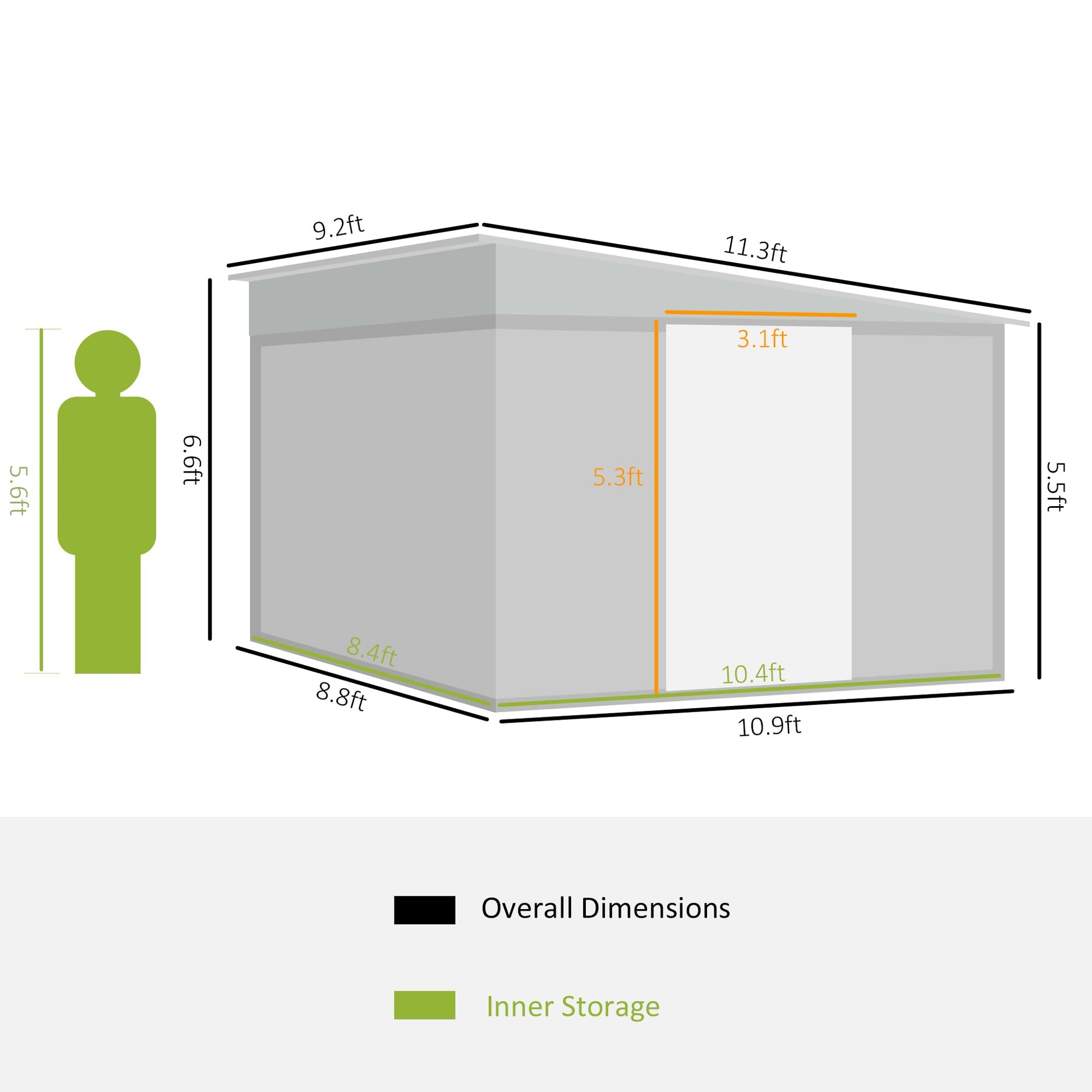 Outsunny 11' x 9' Outdoor Storage Shed, Galvanized Metal Utility Garden Tool House, Lockable Door for Backyard, Bike, Patio, Garage, Lawn, Blue - WoodArtSupply