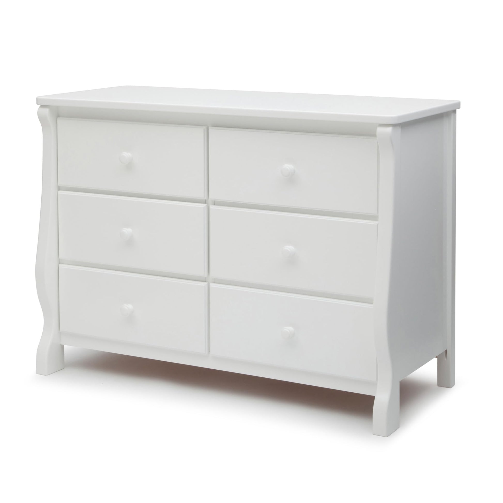 Delta Children Universal 6 Drawer Dresser with Interlocking Drawers - Greenguard Gold Certified, White - WoodArtSupply