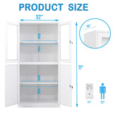 Letaya Storage Cabinet with Doors and Shelves,71" Steel Locker Acrylic Glass Door with Lock, for School Home Office Letaya