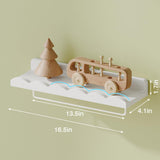 Fixwal Nursery Shelves, 16.5 Inch Floating Bookshelves for Wall Set of 4, Scalloped Wall Book Shelves with Towel Rack for Kids, Toddler Room, Baby Room, Nursery Decor and Storage(White) Fixwal