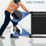 CMFYDAILY 5-Drawers Black Tool Chest, 2-in-1 Mechanic Rolling Tool Box Removable Lockable Tool Storage Cabinet, Metal Tool Cart with Drawers and Wheels for Garage, Workshop CMFYDAILY