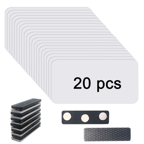 20 pcs Sublimation Name Tags Blank Name Tag Magnetic Name Tags with Magnetic Backing Locker White Round Corners, 1.5 x 3 Inch Metallic Aluminium Name Badges for Personalized Office School Supplies GEKIXUTP