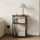 HavenlyYouth 10 Gallon Fish Tank Stand with Power Outlet , 3 Tier Aquarium Stand with Shelf, Turtle/Reptile Tank Stand for Home Office ,Adjustable Boards, 20.47''L×11.42''W×30.91''H, Retro Brown HavenlyYouth