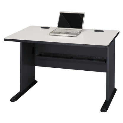 Bush Business Furniture Series A 48W Computer Desk in White Spectrum and Slate, Small Office Table for Home or Professional Workspace