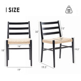 STARY Wood Rattan Dining Room Chairs Comfortable Woven Seat, Fully Assembled, New Black - Set of 2 STARY