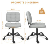 ERGOSEAT Armless Home Office Desk Chair with Wheels, Modern Ergonomic Drafting Rolling Chair with 360° Swivel Wheels,Height Adjustable Computer Task Chairs for Small Space, Light Grey ERGOSEAT