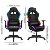 gihusrzx Gaming Chair with Two Bluetooth-Compatible Speakers, Office Executive Chair with Retractable Footrest, Multiple RGB LED Light Modes 360 Degree Rotation Game Chair, 350lbs Load Red gihusrzx