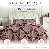 Southshore Fine Living Christmas Quilt Twin XL Bedding Set, Reversible Farmhouse Christmas Bedding Coverlet, Twin XL Bedspread - Red Plaid Southshore Fine Living, Inc.