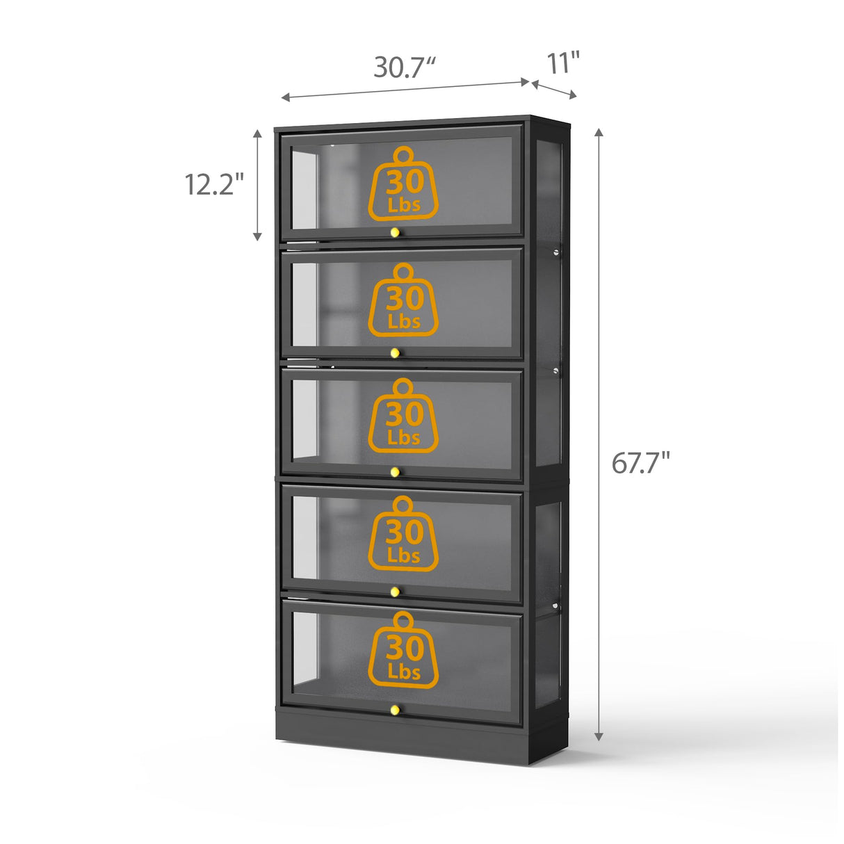 BONITURE Display Cabinet with Acrylic Glass Doors,5-Tiers Curio Cabinet with LED Lighting for Collectibles, Collectibles Toy Organizers Rack & Display Shelf Display Case Storage Cabinet, Black BONITURE