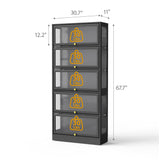 BONITURE Display Cabinet with Acrylic Glass Doors,5-Tiers Curio Cabinet with LED Lighting for Collectibles, Collectibles Toy Organizers Rack & Display Shelf Display Case Storage Cabinet, Black BONITURE