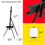 MEEDEN Art Easel Stand for Painting & Display, Premium Aluminum Painting Easel, Portable Paint Easel for Canvas Painting, Floor Easel with Swing-Out Palette Holder & Brush Rest, Hold Canvas Up to 34" MEEDEN