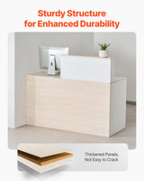 VEVOR Reception Desk, 55 Inch Rectangular Front Counter Table, Office Reception Counter with Lockable Drawer and Storage Cabinet, for Checkout, Lobby, Beauty Salon and Office, Natural VEVOR