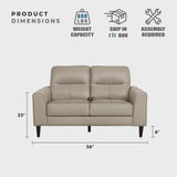 Lexicon Leather Loveseat Sofa, Modern Couch Sofa, Oversized Loveseat, Top Grain Leather Sofas for Living Room, Bedroom, Office, Apartment, Waiting Room, 2-Seater Loveseat, Latte Lexicon