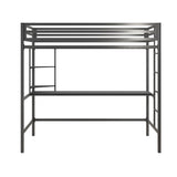 Novogratz Maxwell Grey Metal Twin Loft Bed with Integrated Desk & Shelves Novogratz