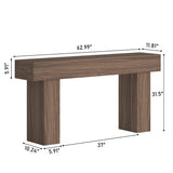 knoworld 63 Inch Long Console Table for Entryway, Farmhouse Wood Rectangular Sofa Table Behind Couch Table, Narrow Entryway Table for Living Room, Entrance, Hallway, Foyer, Easy Assembly (Brown) knoworld