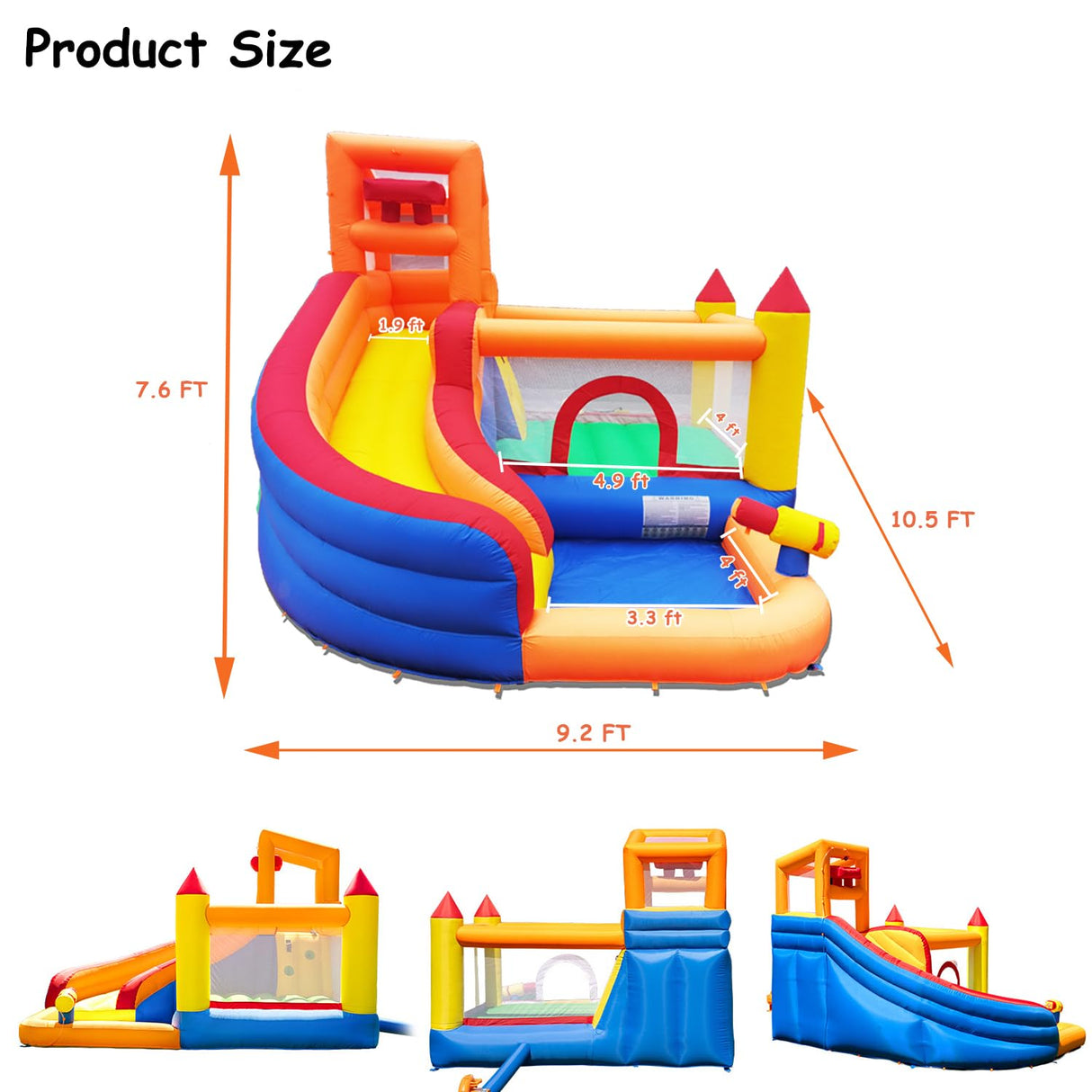 HuaKastro Inflatable Bounce House Water Slide – Backyard Water Park for Kids with Slide, Pool (Ball Pit), and Bucket Dump for Outdoor/Indoor Play, Perfect for Summer Fun (Blower Included) HuaKastro