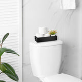 ALELION Black Bathroom Basket - Wooden Toilet Tank Paper Basket with Handle for Organizing - Back of Toilet Storage Organizer for Bathroom Tank Topper Counter - Black Bathroom Decor Box ALELION