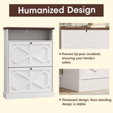 Maupvit Shoe Cabinet with 2 Flip Drawers, Shoe Storage Cabinet for Entryway, Freestanding Shoe Organizer with Open Storage, Farmhouse Narrow Shoe Rack with Wooden Legs for Foyer, Hallway,Antique White Maupvit