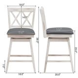 COSTWAY Bar Stool Set of 4, 360 ° Swivel Counter Height 25inch Bar Stool with Foot Rest Upholstered Cushion & Ergonomic Backrest, Sturdy Frame, for Pub, Restaurant, Home (4, Antique White + Grey) COSTWAY