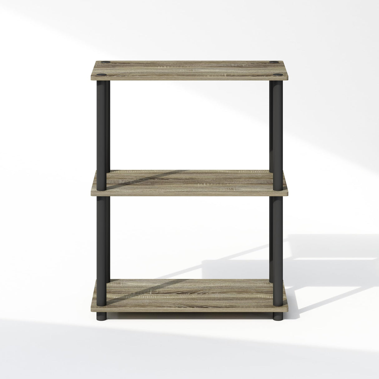 Furinno Turn-N-Tube 3-Tier Multipurpose Compact Bookcase, French Oak/Black Furinno