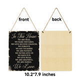 In This House Wooden Hanging Sign, House Rules Signs, Farmhouse Living Room Home Decor Wall Art, Inspirational Family Quote, Scripture Wooden Hanging Sign for Farmhouse Home Wall Art Decoration BELLOWDEER