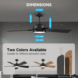 ocioc 46 Inch Ceiling Fans with Lights, Large Air Volume Ceiling Fan with Backlight, Ultra Quiet Reversible DC Motor Dimmable with Remote（Black） ocioc