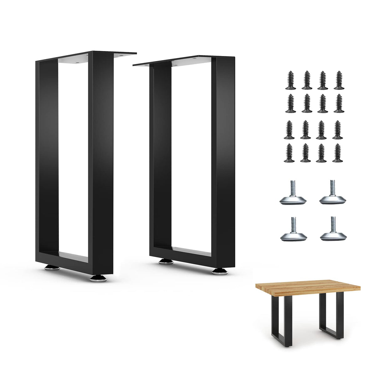 Luffioner 16” Bench Legs,Metal Table Legs Heavy Duty Furniture Legs 16",Coffee Table Legs Side Table Legs,16”Height 11”Wide,Set of 2 Luffioner