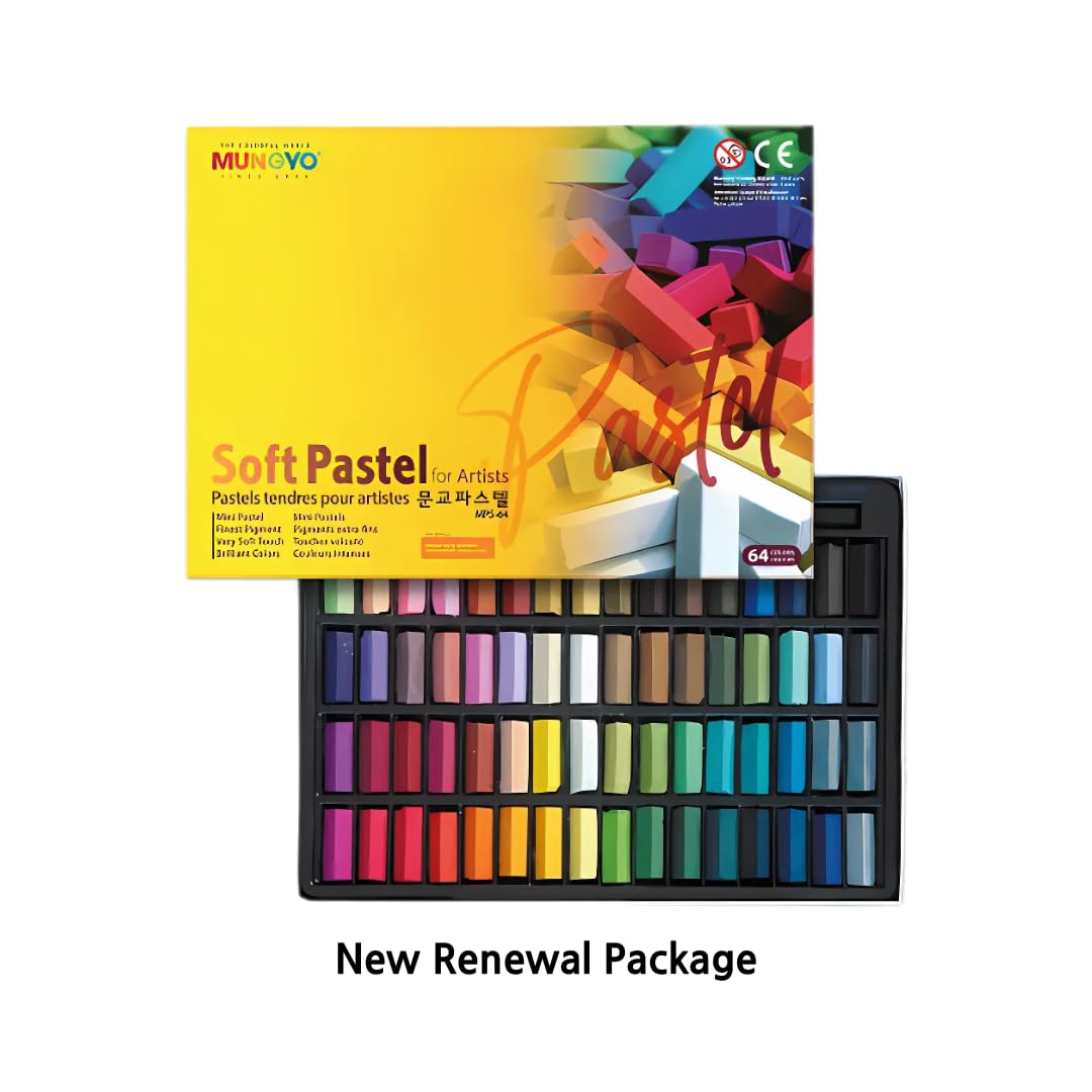 MUNGYO Soft Pastel Set – 64 Vibrant Colors for Artists | Smooth & Blendable | Square Shape MUNGYO