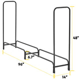 TMEE 8ft Firewood Rack Outdoor Heavy Duty Log Rack Firewood Storage Rack Holder Steel Tubular Easy Assemble Fire Wood Rack for Patio Kindling Logs Storage Steel Tubular Wood Pile Rack Tool Black (8ft) TMEE