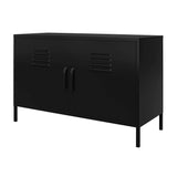 REALROOMS Shadwick 2 Door Wide Metal Locker Accent Storage Cabinet, Black REALROOMS