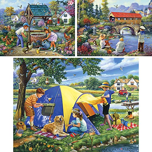 Bits and Pieces Set of 3 Jigsaw Puzzles 300 Pieces - Summer in the Village Bits and Pieces