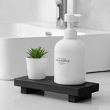 Bathroom Counter Organizer Wood Pedestal Stand Farmhouse Decorative Tray Soap Holder for Kitchen Decor, Small, Black zoocatia