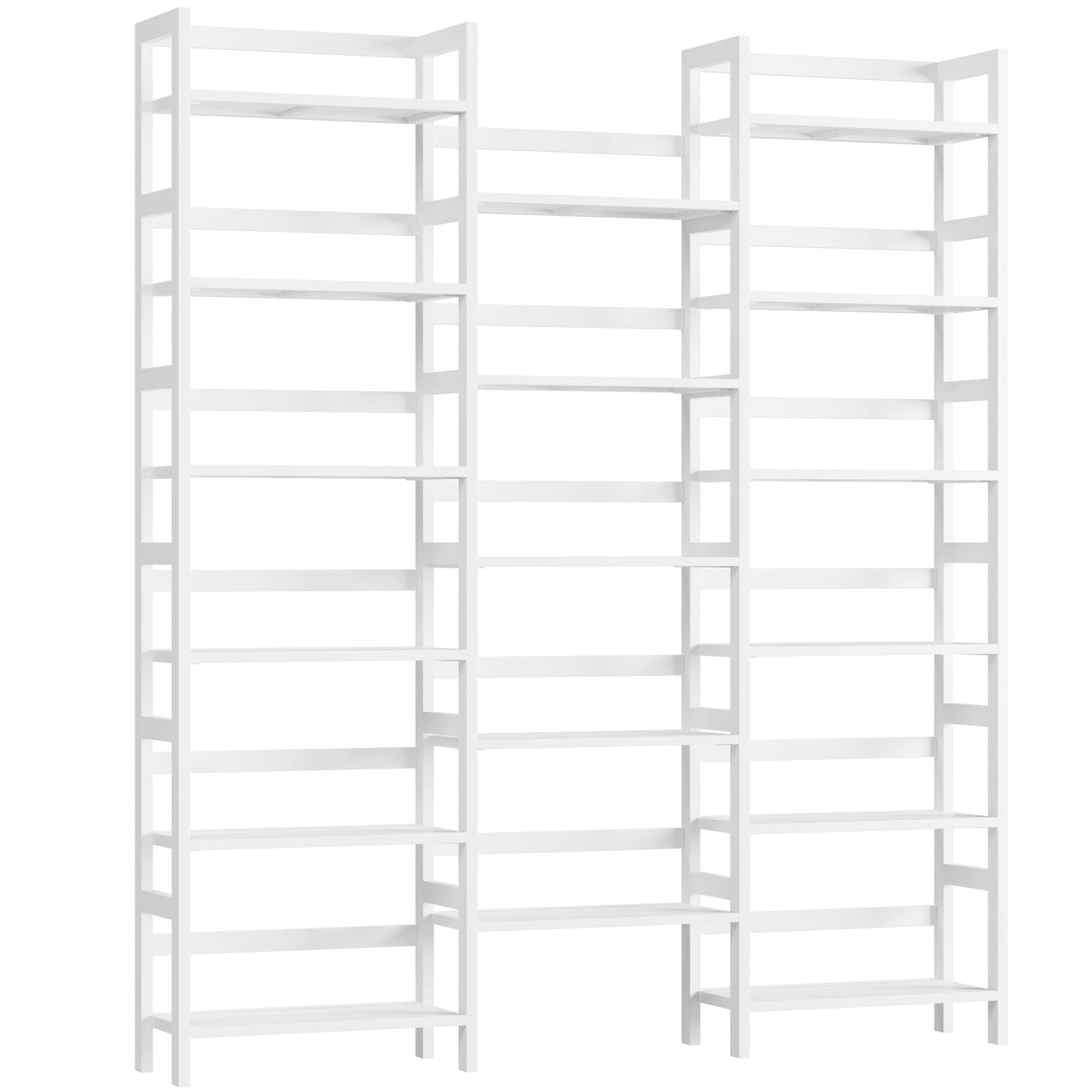 Bamjoy Bamboo Bookshelf, Triple 6-Tier White Bookshelf, Large Bookcase with 17 Open Display Shelves, Tall Book Shelf Storage Rack for Home Office, 71.5” H