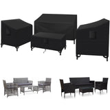 Kovshuiwe Patio Furniture Covers,4-Piece Outdoor Veranda Patio Garden Furniture Covers Set Waterproof - Upgraded 420D Heavy Duty Oxford Fabric Rattan Furniture Cover for Chair Sofa(Black) Kovshuiwe