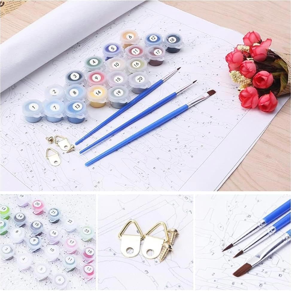 Paint by Numbers Kit for Adults Beginner, Sleeping Cat Adult's Paint by Number Kits On Canvas, DIY Oil Painting Kits for Home Wall Decor 16x20 Inch Clendo