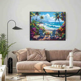 Scenery Paint by Numbers Kit for Adults Beginner,Beach Paint by Number Kits on Canvas for Adults Beginner,Digital Oil Painting Kits for Home Wall Decor 19.6X15.7 Inch (Without Frame) Kaixine