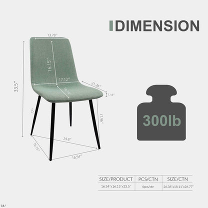 WIIS' IDEA Modern Dining Table Set for 4,Rectangular Solid Wood Dining Table for 4 People,Metal Base and Legs,Suitable for Living Room,Dining Room,Kitchen（55" Dining Table+4 Mint Green Chair） - WoodArtSupply