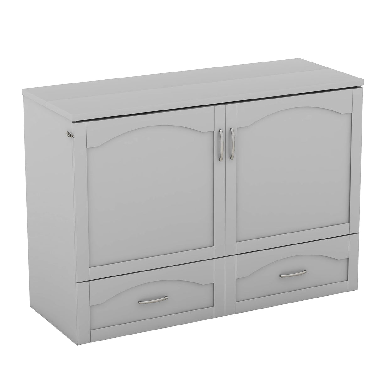 Harper & Bright Designs Full Size Murphy Bed Cabinet Wall Bed Chest with Storage Drawer,USB,Charging Station, Wood Murphy Bed Frame for Home Office or Small Room-Gray Harper & Bright Designs