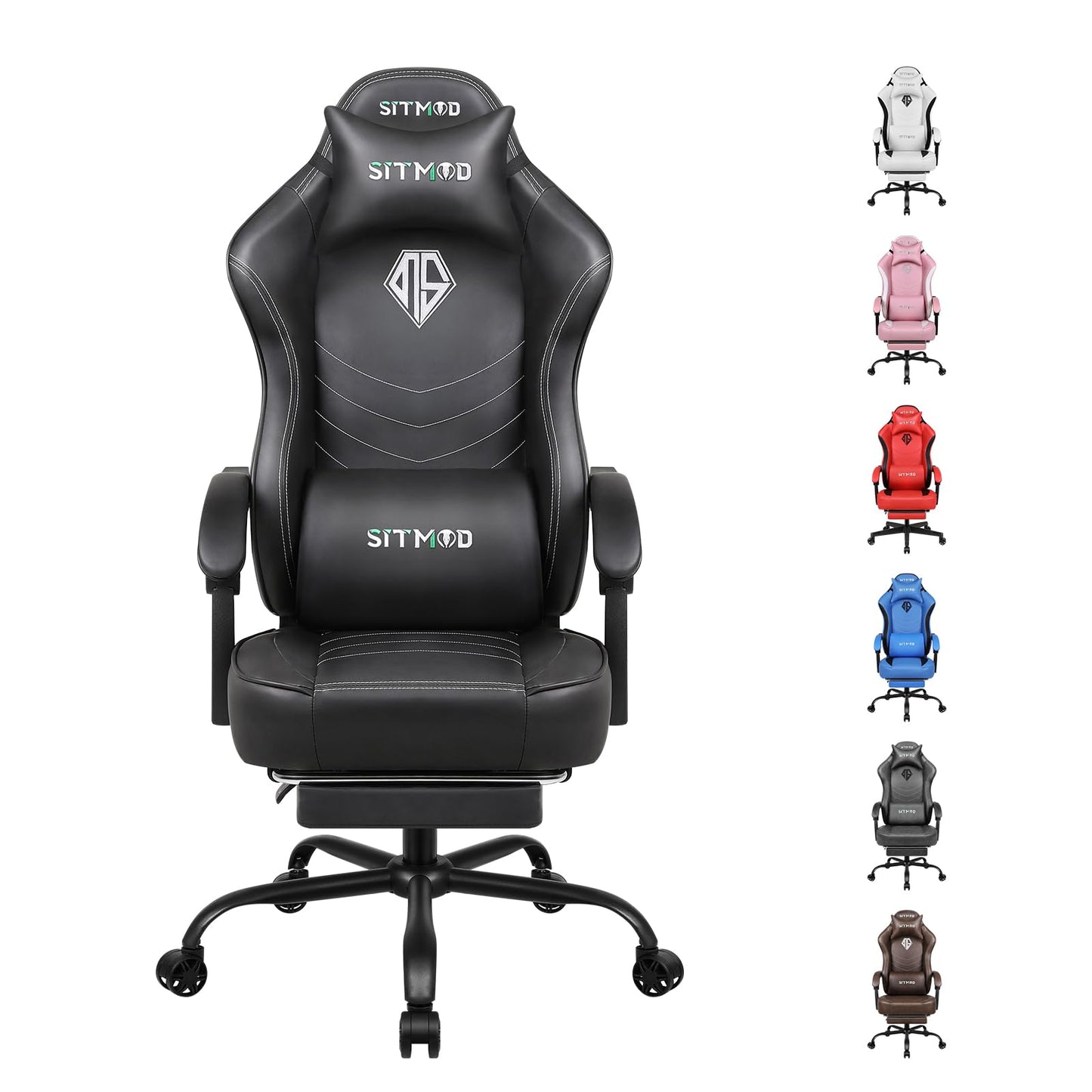 Gaming Chair for Adults, Big and Tall Gamer Chairs with Footrest and Lumbar Support, Height Adjustable Reclining Heavy Duty Computer Chair for Gaming Room, Living Room and Office