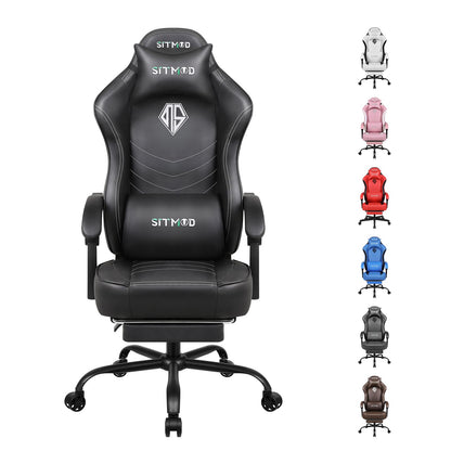 Gaming Chair for Adults, Big and Tall Gamer Chairs with Footrest and Lumbar Support, Height Adjustable Reclining Heavy Duty Computer Chair for Gaming Room, Living Room and Office